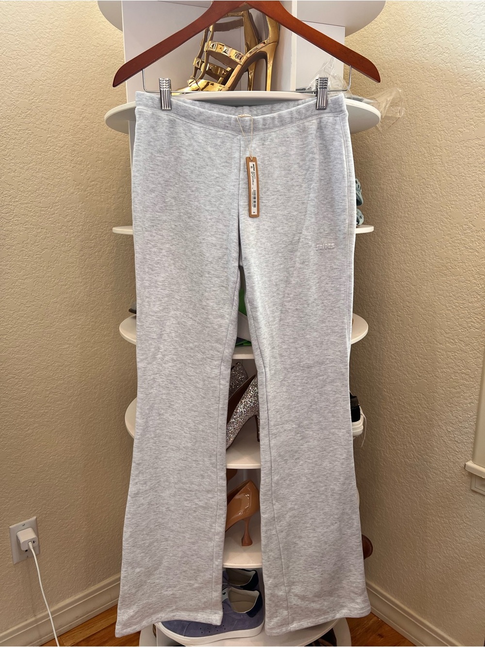 SKIMS Cotton Fleece Slim Pant Light Heather Grey Small New W Tags!! - Picture 3 of 11